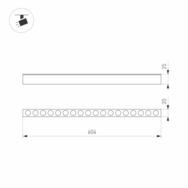 Трековый светодиодный светильник Arlight Mag-Dots-25-L600-18W Warm3000 046327