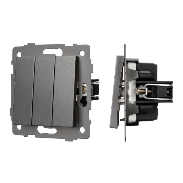 Механизм выключателя трехклавишный непроходной SWT-MK03-PL-GR-V (250V, 10A) Arlight 049898