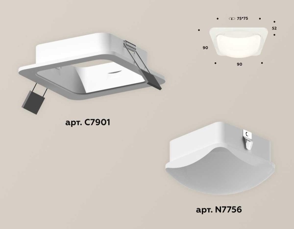 Комплект встраиваемого светильника Ambrella light Techno Spot XC (C7901, N7756) XC7901014