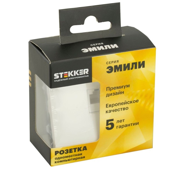 Розетка компьютерная RJ-45 Stekker Эмили белый фарфор RST00-5117-01 49873