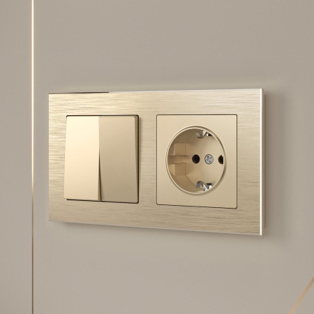 Выключатель двухклавишный Werkel шампань W1120011 4690389157134