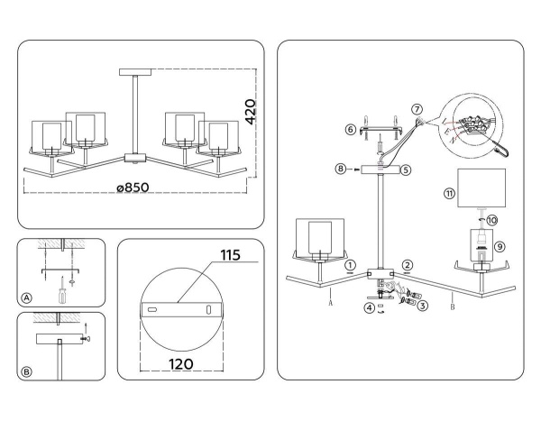 Потолочная люстра Ambrella Light High Light Modern LH57008