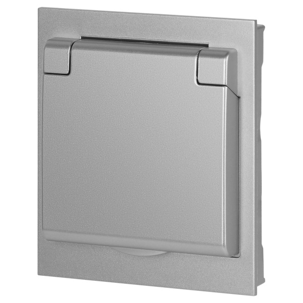 Розетка ЭРА Arktik 16-2103-03 с заземлением 2P+E Schuko со шторками с крышкой 16А-250В алюминий Б0070436