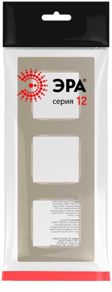 Рамка для розеток и выключателей ЭРА Серия 12 12-5203-04 на 3 поста, Классик, шампань Б0067783
