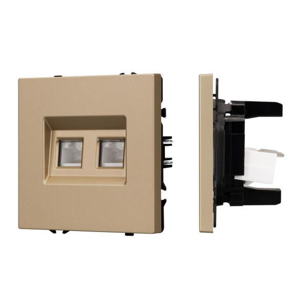 Механизм сдвоенной телефонной розетки SCT-NOBE-MTL2-SFPL-GD (RJ-11, 4C) Arlight 054310