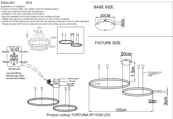 Подвесной светодиодный светильник Crystal Lux Fortuna SP123W Led Black