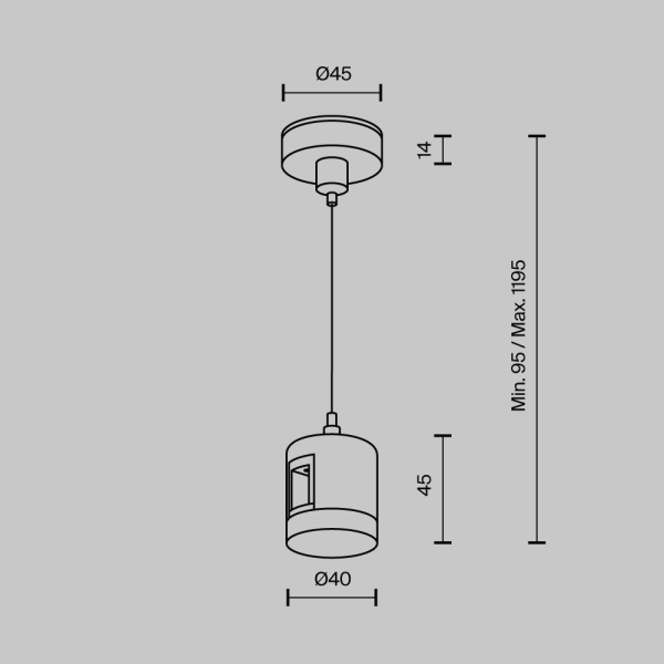 Подвес тросовый Hang с прямым коннектором питания Maytoni Technical TRA157SW-IPC1-PT