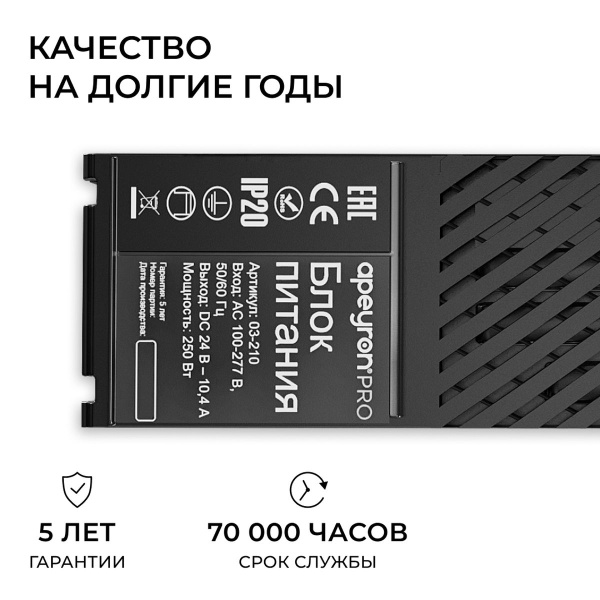Блок питания Apeyron PRO 24V 250W IP20 03-210