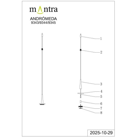 Подвесной светильник без плафона и основания Mantra Andromeda 9345