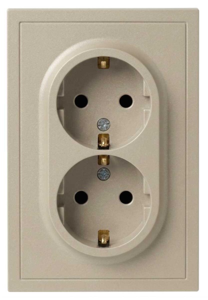 Розетка ЭРА Galaxy 15-2104-04 с заземлением двойная 2X2P+E Schuko 16А-250В IP20 шампань Б0070684