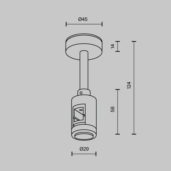 Крепление потолочное Short 78мм с вводом питания Maytoni Technical TRA156C-B1-PT