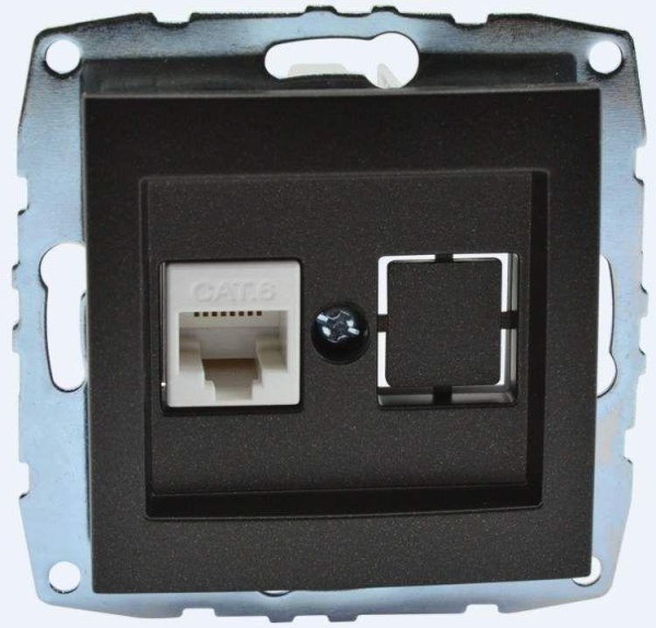 Розетка компьютерная RJ45 Mono Electric Despina/ Larissa 6 кат графит 500-002005-125