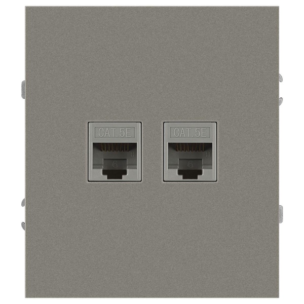 Розетка ЭРА Arktik 16-3108-07 информационная двойная 2XRJ45 титан Б0070490