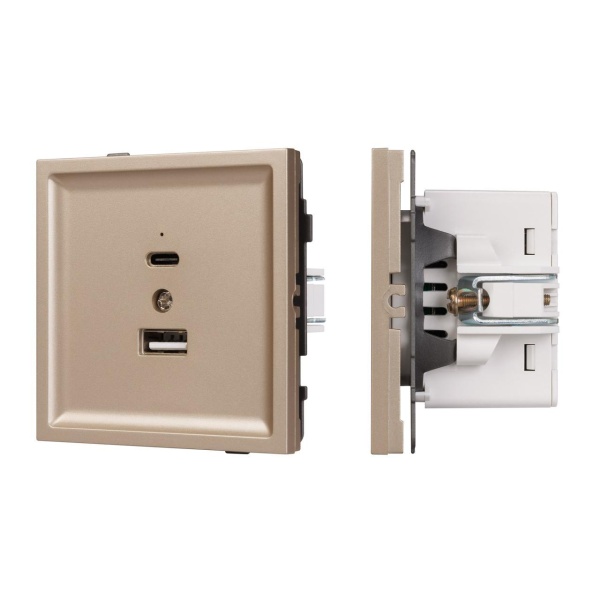 Механизм USB розетки SCT-TENDO-MUAC-PL-GD (5V, 3A, QC3) Arlight 054097