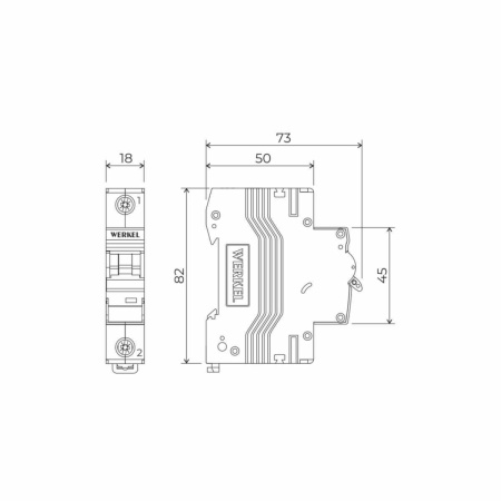 Автоматический выключатель Werkel 1P 20А C 6кА W901P206 4690389192586
