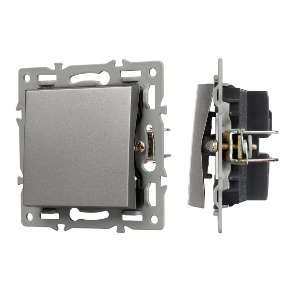 Механизм выключателя одноклавишный проходной SWT-MKP1-PL-GR (250V, 16A) Arlight 043716