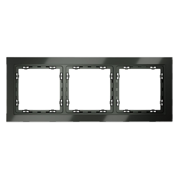 Рамка стеклянная Voltum S70 на 3 поста, (титан, стекло) VLS110306