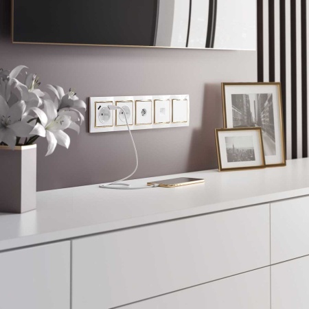 W1184001/ ТВ-розетка проходная (белая)