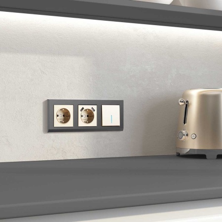 Выключатель Werkel одноклавишный проходной с подсветкой шампань W1112111 4690389157110