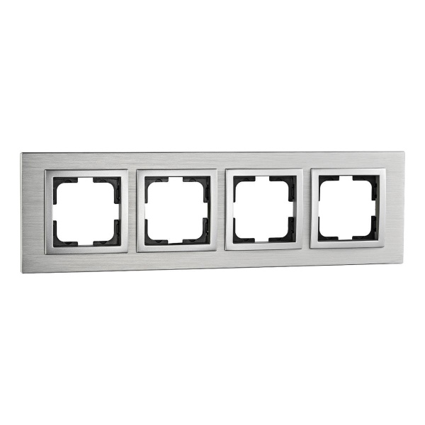Рамка 4-постовая Mono Electric Style Aluminium серебро 107-800000-163