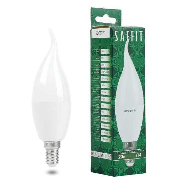 Лампа светодиодная Saffit E14 20W 6400K матовая SBC3720 55276