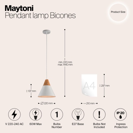 Подвесной светильник Maytoni Bicones P359-PL-01-W