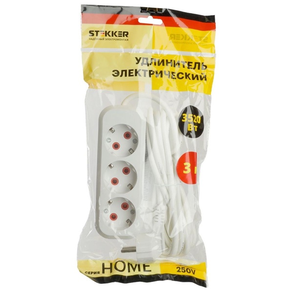 Удлинитель Stekker Home 3гн 3м с/з HM06-31-03 49348