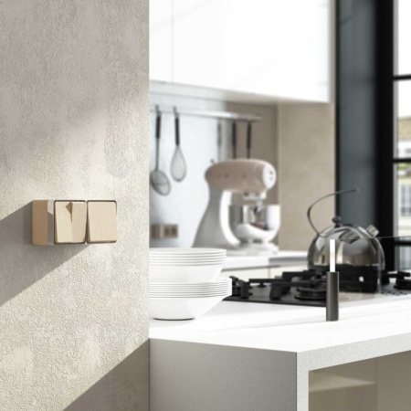 W5020210/ Выключатель двухклавишный влагозащищенный Gallant (шампань рифленый)