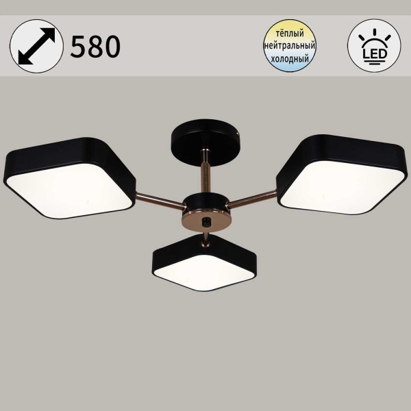 Светильник потолочный Reluce 03360-0.3-03 BK+FGD