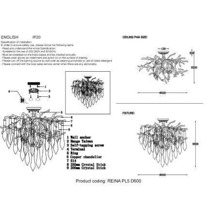 Потолочная люстра Crystal Lux Reina PL5 D600 Gold Pearl