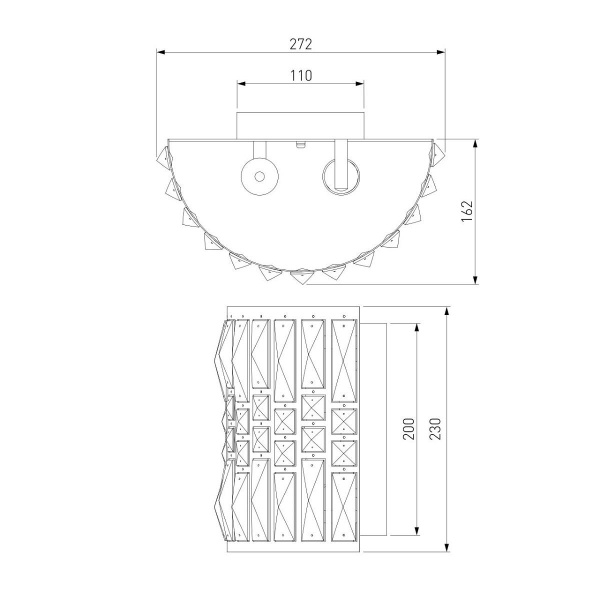 Настенный светильник Eurosvet Lory 10125/2 золото/прозрачный хрусталь Strotskis (10116/2)