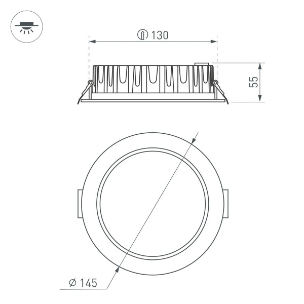 Встраиваемый светодиодный светильник Arlight MS-Mist-Built-R145-15W Warm3000 041613