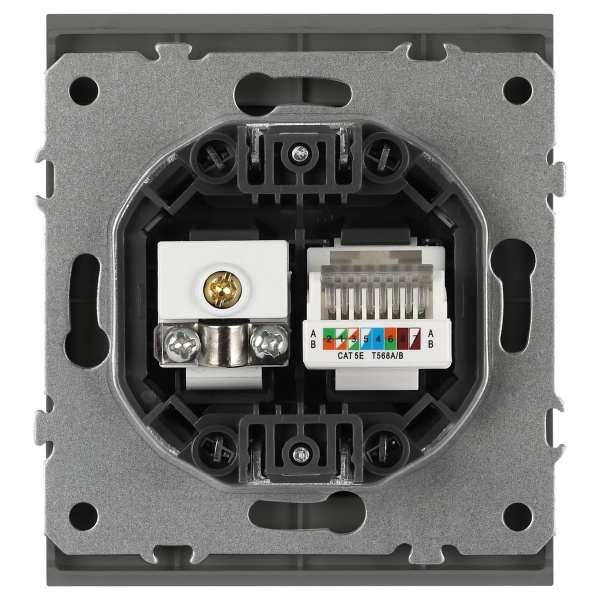 Розетка ЭРА Arktik 16-3110-06 комбинированная RJ45+TV графит Б0070499