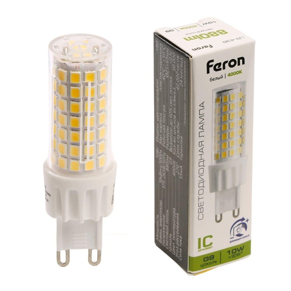 Лампа светодиодная диммируемая Feron LB-438 G9 10W 4000K 51742
