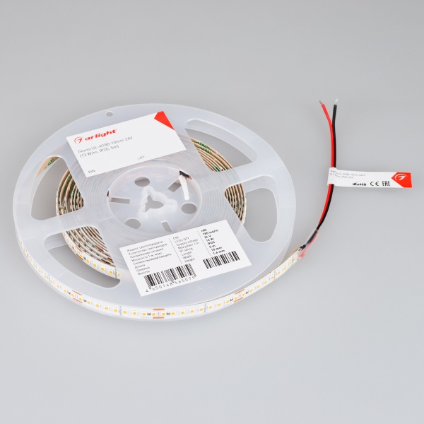 Светодиодная лента Arlight 12W/m 80Led/m 2835SMD дневной белый 5M UL-A180-10mm 24V Day5000 044512