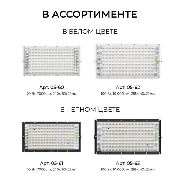 Прожектор светодиодный Apeyron 100W 6500K 05-62