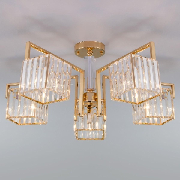Потолочная люстра Eurosvet April 10126/5 золото/прозрачный хрусталь Strotskis Smart
