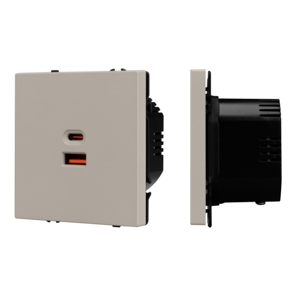 Механизм розетки с быстрой USB зарядкой SCT-NOBE-MUAC-SFPL-FC-CA (65W, QC3) Arlight 059446