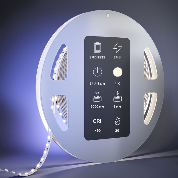 Светодиодная лента Maytoni 14,4W/m 120LED/m 2835SMD дневной белый 5M 201053