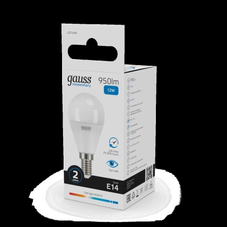 Лампа светодиодная Gauss E14 12W 6500K матовая 53132