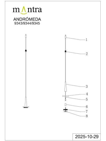 Подвесной светильник без плафона и основания Mantra Andromeda 9343