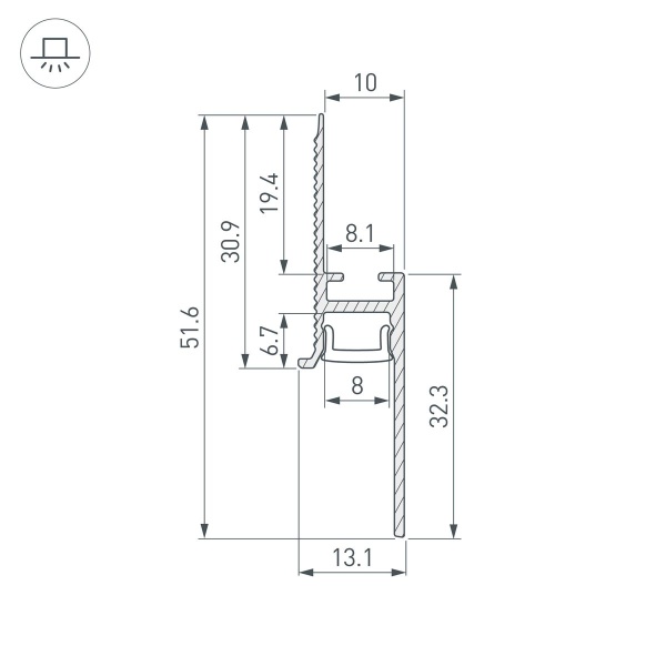 Профиль встраиваемый Arlight Plintus-Fantom-H20-2000 Anod 048685