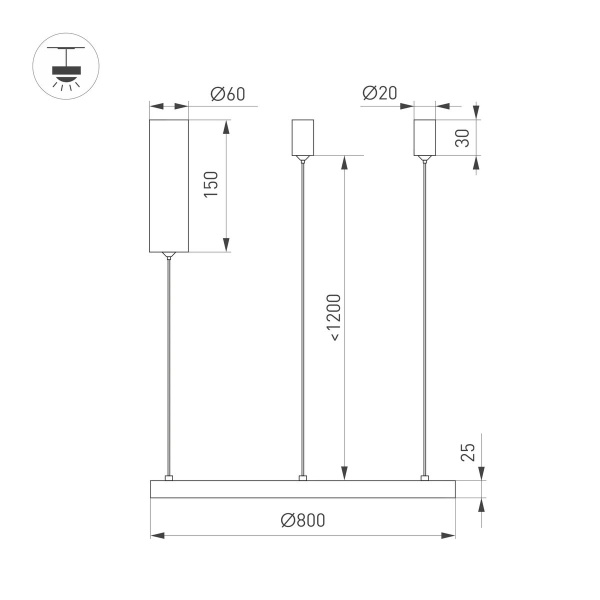 Подвесной светодиодный светильник Arlight SP-Congo-Mult-1-R800-42W Warm3000 046247