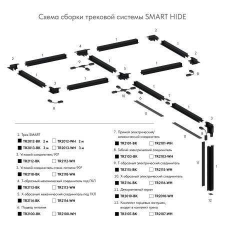 Коннектор X-образный Denkirs Smart Hide TR2114-BK