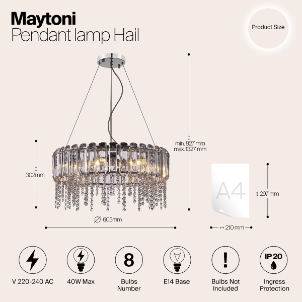 Подвесная люстра Maytoni Hail MOD097PL-08CH