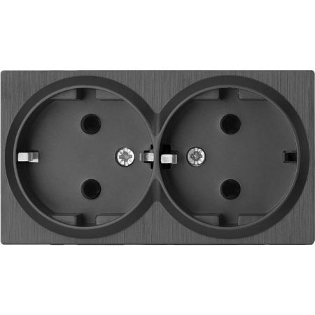 Розетка двойная с заземлением Werkel графит рифленый W1172004 4690389158650
