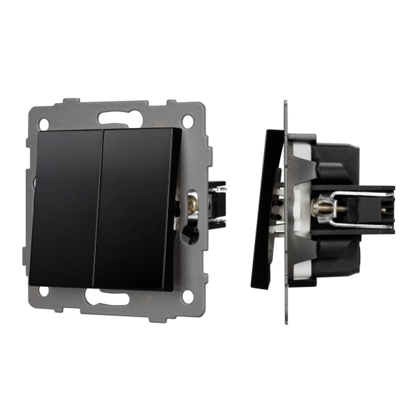 Механизм выключателя двухклавишный проходной SWT-MKP2-PL-BK-V (250V, 10A) Arlight 049893