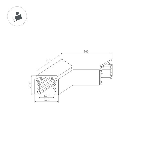 Коннектор L-образный внешний Arlight Mag-Orient-Con-2620-L90 037322