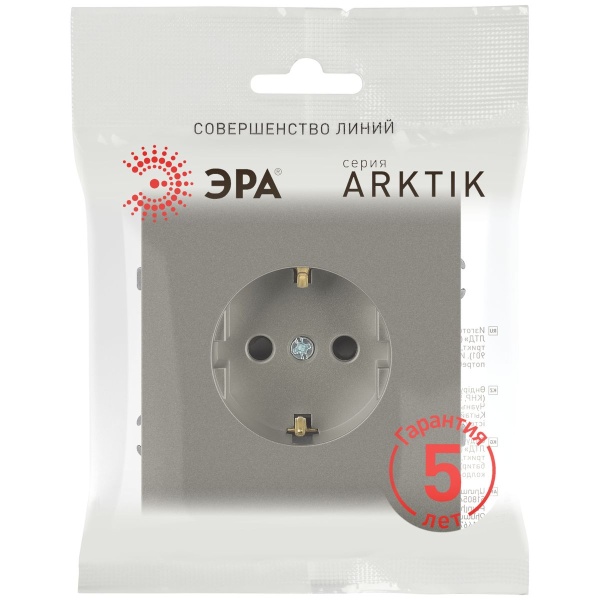 Розетка ЭРА Arktik 16-2101-07 с заземлением 2P+E Schuko 16А-250В титан Б0070420