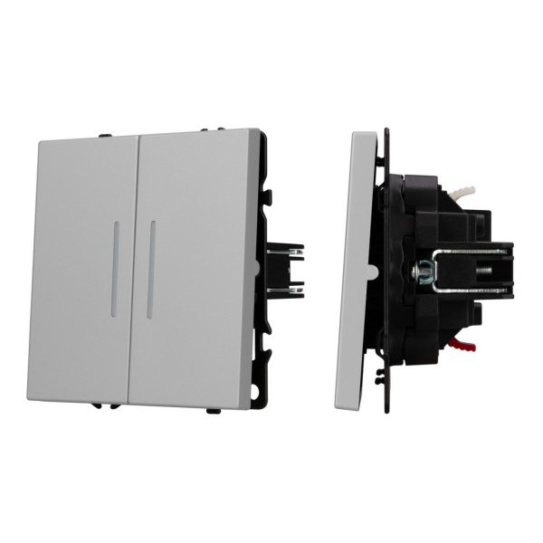 Механизм выключателя двухклавишный непроходной LED SWT-NOBE-MK02-SFPL-L-IS (230V, 10A) Arlight 059418